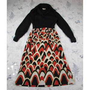 EUC Lori Till Vintage 1960s long sleeve mod print midi maxi dress womens small s